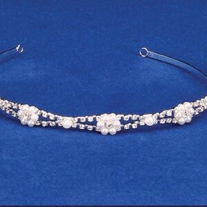 Silver Rhinestone and Pearl Headband Tiara for All Occasions Gift